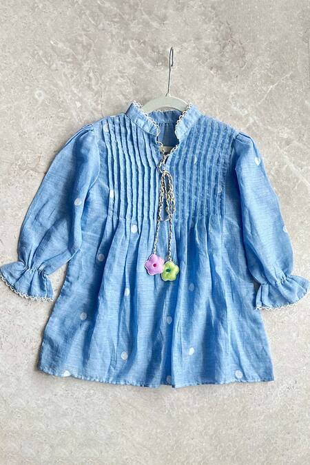 Khela_Blue Cotton Chanderi Jamdani Kurta And Dhoti Pant Set_Online_at_Aza_Fashions