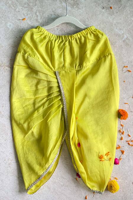 Buy_Khela_Blue Cotton Chanderi Jamdani Kurta And Dhoti Pant Set_Online_at_Aza_Fashions