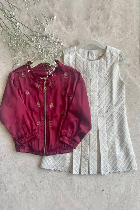 Khela Ivory Cotton Silk Woven Geometric Textured Pintuck Dress at Aza Fashions Khela_Ivory Cotton Silk Woven Geometric Textured Pintuck Dress_at_Aza_Fashions