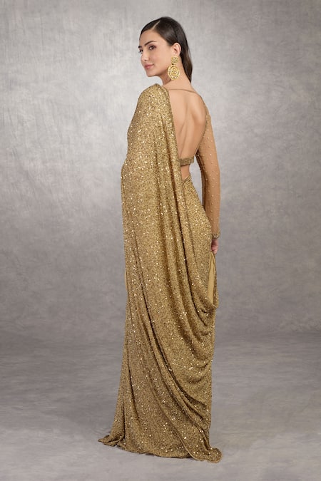 Talking Threads Beads Embroidered Saree & Blouse Set 