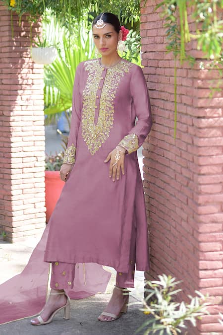 Talking Threads Sequins Hand Embroidered Kurta Pant Set