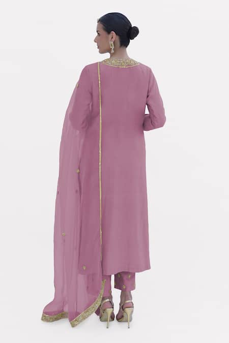 Talking Threads Sequins Hand Embroidered Kurta Pant Set