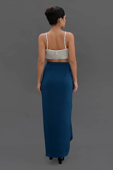 Talking Threads Embroidered Bustier & Draped Skirt Set