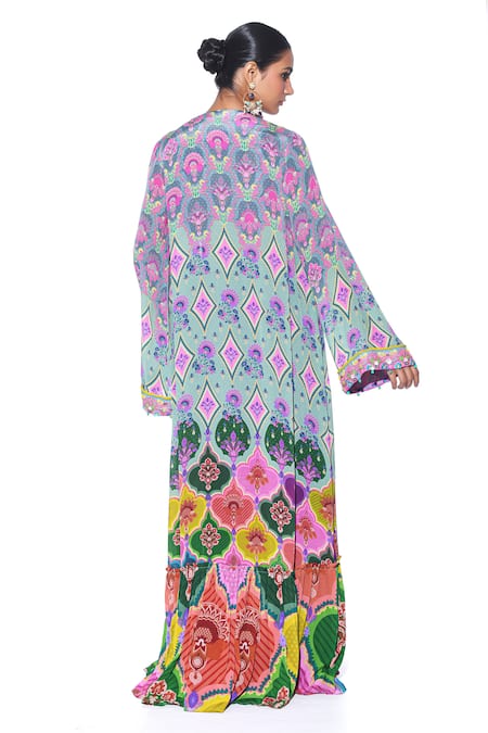 Shop Siddhartha Bansal Grey Shrug And Sharara Crepe Embroidered Paisley Print Tiered Set at Aza Fashions Shop_Siddhartha Bansal_Grey Shrug And Sharara Crepe Embroidered Paisley Print Tiered Set _at_Aza_Fashions