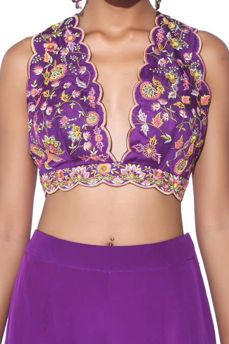 Siddhartha Bansal Grey Shrug And Sharara Crepe Embroidered Paisley Print Tiered Set at Aza Fashions Siddhartha Bansal_Grey Shrug And Sharara Crepe Embroidered Paisley Print Tiered Set _at_Aza_Fashions