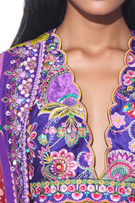 Buy_Siddhartha Bansal_Purple Shrug And Sharara Crepe Embroidered Paisley Print Long Set  _Online_at_Aza_Fashions