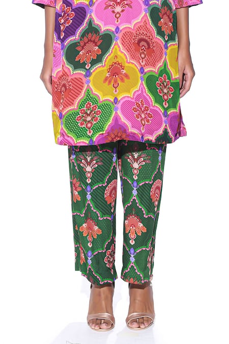 Shop_Siddhartha Bansal_Multi Color Organza, Cotton Satin, Muslin Paisley Pattern Kurta And Pant Set _Online_at_Aza_Fashions