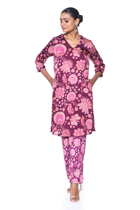 Siddhartha Bansal Paisley Print Straight Kurta & Pant Set 