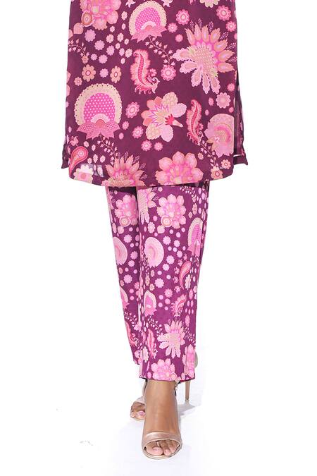 Buy Siddhartha Bansal Red Tunic Organza Satin Printed Paisley V Straight Kurta And Pant Set Online at Aza Fashions Buy_Siddhartha Bansal_Red Tunic Organza Satin Printed Paisley V Straight Kurta And Pant Set _Online_at_Aza_Fashions