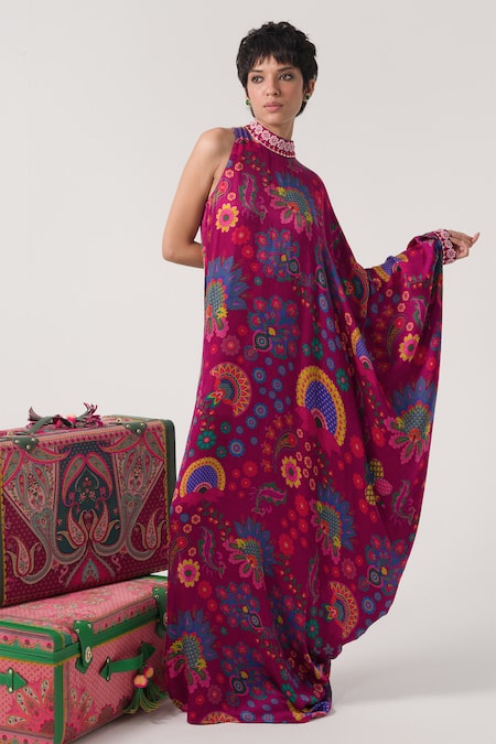 Siddhartha Bansal Vintage Passionflower Print Maxi Dress 