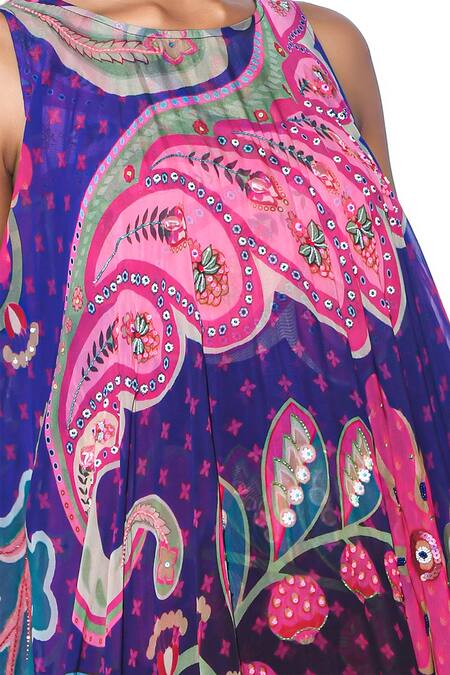 Shop_Siddhartha Bansal_Purple Tunic Shell Silk Embellished High Low With Flared Pant  _Online_at_Aza_Fashions