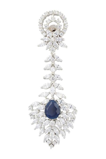 Buy_Nepra By Neha Goel_White Zari Feather Pattern Earrings_Online_at_Aza_Fashions