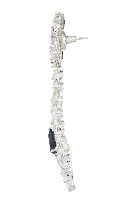 Nepra By Neha Goel_White Zari Feather Pattern Earrings_Online_at_Aza_Fashions