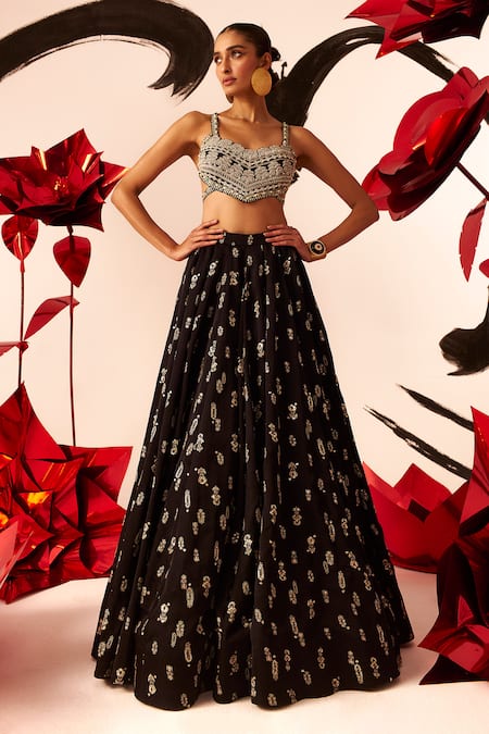 Bhumika Sharma Embroidered Blouse & Floret Print Lehenga Set 