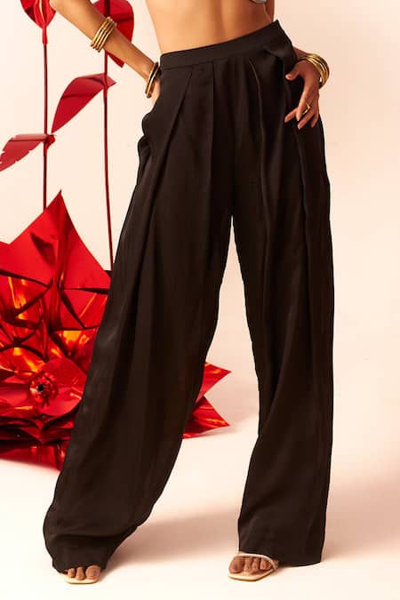 Bhumika Sharma_Black Net, Twill Mirrors, Sequins, Stones And Embroidered Blouse With Pant _Online_at_Aza_Fashions