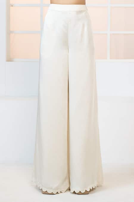 Buy_Aariyana Couture_Ivory Modal, Satin Cut Work, Beads, Sequins Embroidered Bustier Palazzo Set _Online_at_Aza_Fashions