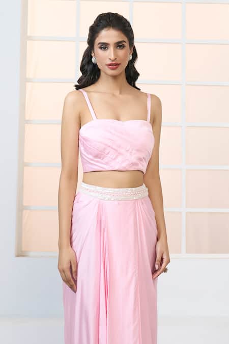 SATIN TOP WITH DRAPED DETAIL - Light pink