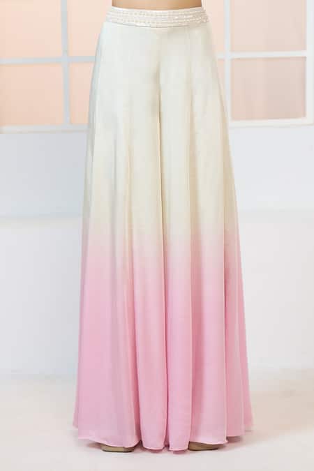 Aariyana Couture Ivory Modal, Satin, Net Beads, Sequins, Cut Embroidered Cape Shaded Sharara Set Online at Aza Fashions Aariyana Couture_Ivory Modal, Satin, Net Beads, Sequins, Cut Embroidered Cape Shaded Sharara Set_Online_at_Aza_Fashions