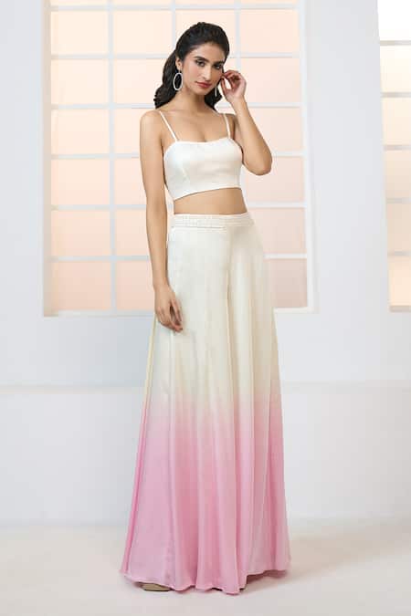 Buy Aariyana Couture Ivory Modal, Satin, Net Beads, Sequins, Cut Embroidered Cape Shaded Sharara Set Online at Aza Fashions Buy_Aariyana Couture_Ivory Modal, Satin, Net Beads, Sequins, Cut Embroidered Cape Shaded Sharara Set_Online_at_Aza_Fashions