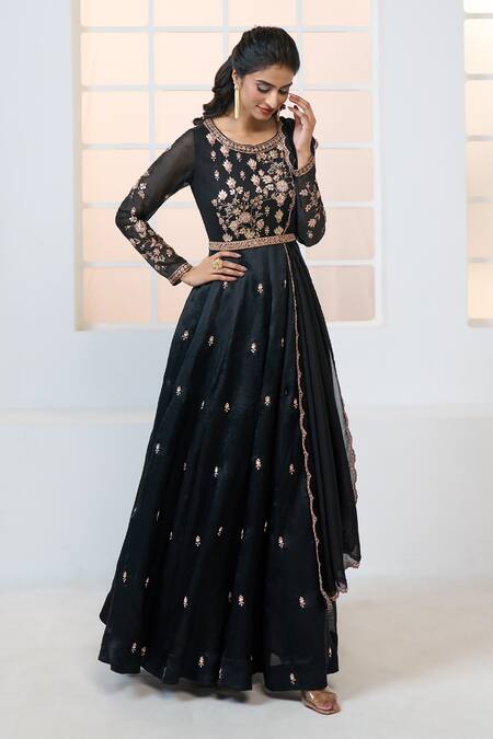 Black anarkali dress for women georgette plazzo plus size Indian cloth