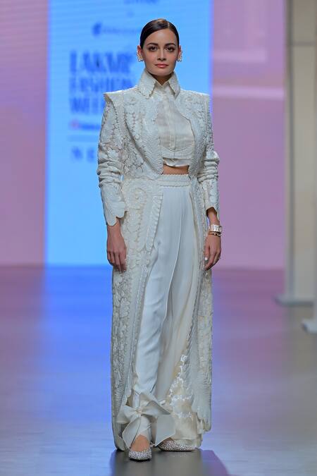 Buy Pankaj & Nidhi Ivory Tulle, Silk Organza Embroidery Open Neck Conquistador Pearl Work Jacket Online at Aza Fashions Buy_Pankaj & Nidhi_Ivory Tulle, Silk Organza Embroidery Open Neck Conquistador Pearl Work Jacket _Online_at_Aza_Fashions