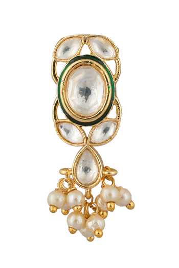 Nepra By Neha Goel_Gold Plated Pearls Kundan Embellished Choker Necklace With Earrings_Online_at_Aza_Fashions