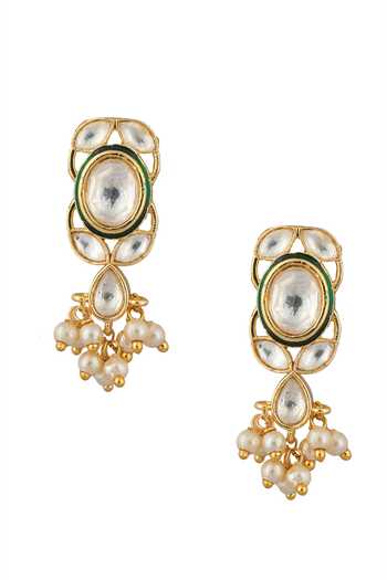 Nepra By Neha Goel_Gold Plated Pearls Kundan Embellished Choker Necklace With Earrings_at_Aza_Fashions