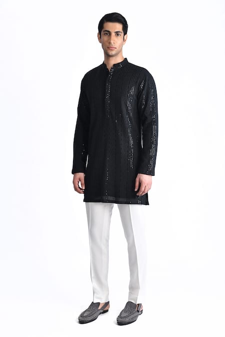 Rohit Gandhi + Rahul Khanna Chikankari Thread Work Short Kurta 