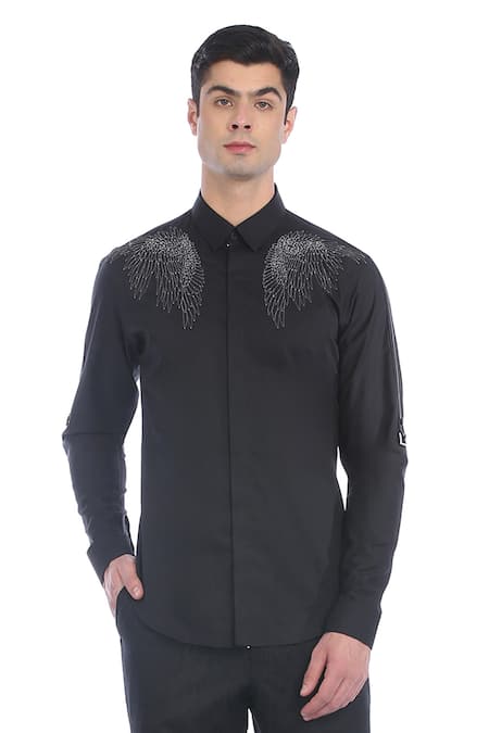 Rohit Gandhi + Rahul Khanna Wing Placement Embroidered Shirt 