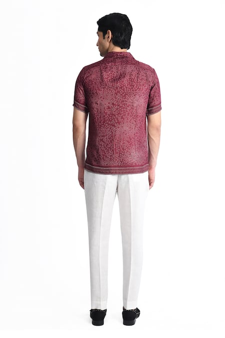 Rohit Gandhi + Rahul Khanna Geometric Thread Embroidered Shirt 