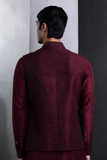 Rohit Gandhi + Rahul Khanna Embroidered Silk Bundi 