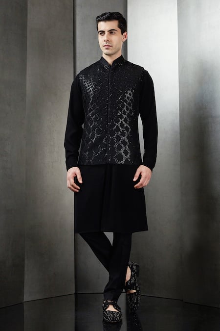 Rohit Gandhi + Rahul Khanna Astrophel Sequin Jaal Black Bundi 