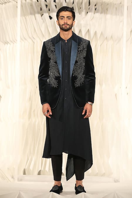 Rohit Gandhi + Rahul Khanna Paneled Asymmetric Kurta Set 