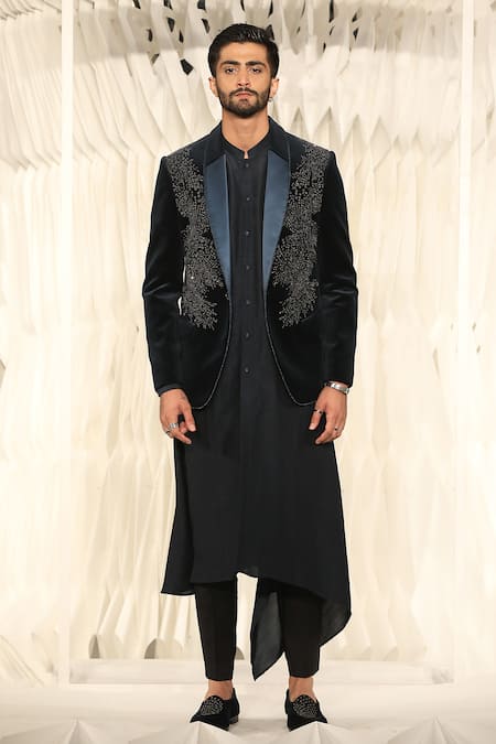 Rohit Gandhi + Rahul Khanna Andrea Velvet Crystal Embroidered Tuxedo 