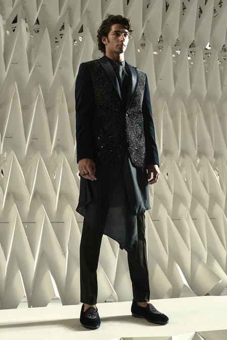 Rohit Gandhi + Rahul Khanna Palladian Velvet Crystal Embellished Tuxedo 