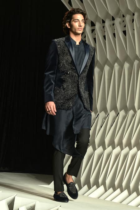 Rohit Gandhi + Rahul Khanna Palladian Velvet Crystal Embellished Tuxedo