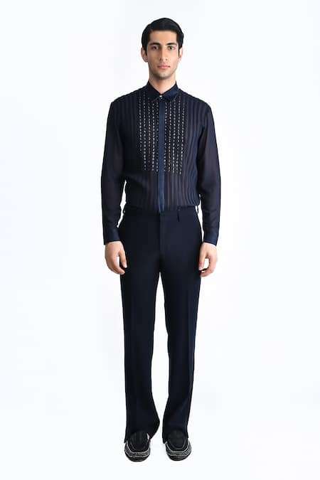 Rohit Gandhi + Rahul Khanna Crystal Embroidered Shirt 