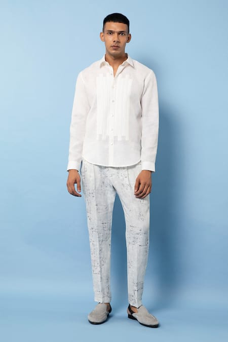 Rohit Gandhi + Rahul Khanna Linen Patch Striped Shirt 