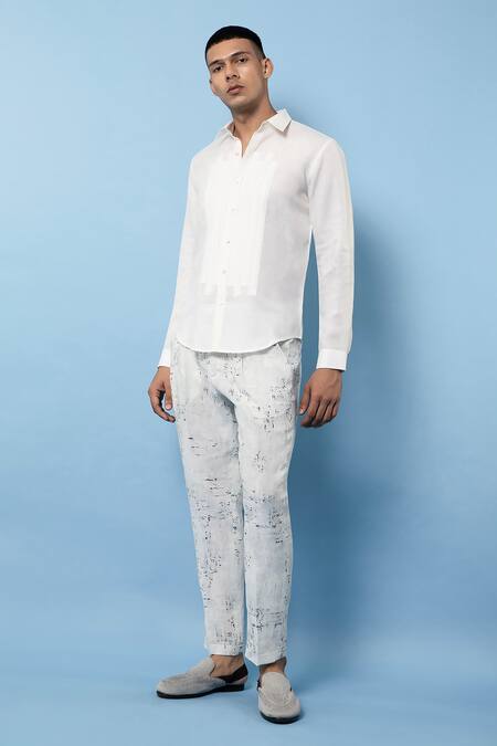 Buy Rohit Gandhi + Rahul Khanna Off White Linen Patch Striped Shirt Online at Aza Fashions Buy_Rohit Gandhi + Rahul Khanna_Off White Linen Patch Striped Shirt _Online_at_Aza_Fashions