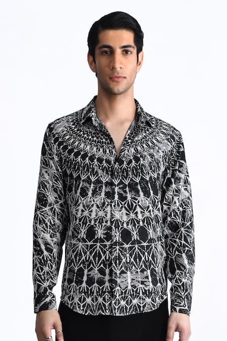 Rohit Gandhi + Rahul Khanna Silk Crepe Printed Shirt 