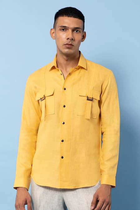 Rohit Gandhi + Rahul Khanna Linen Button Down Solid Shirt 