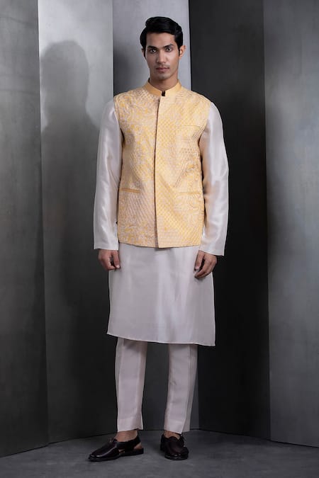 Rohit Gandhi + Rahul Khanna Embroidered Cotton Silk Bundi 