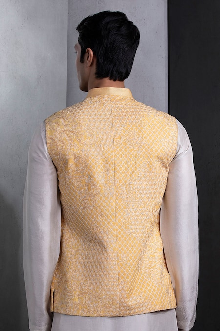 Rohit Gandhi + Rahul Khanna Embroidered Cotton Silk Bundi 