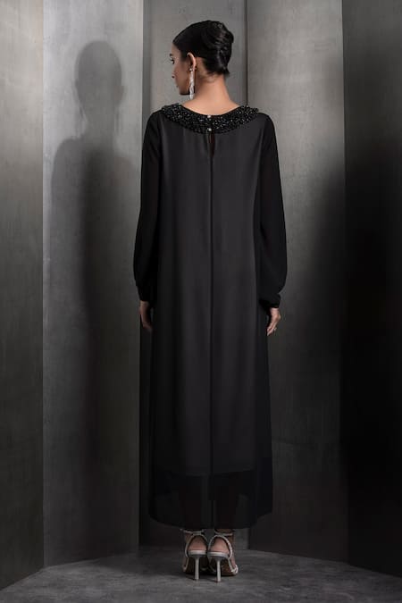 Rohit Gandhi + Rahul Khanna Glass Bead Embroidered Neck Kurta 