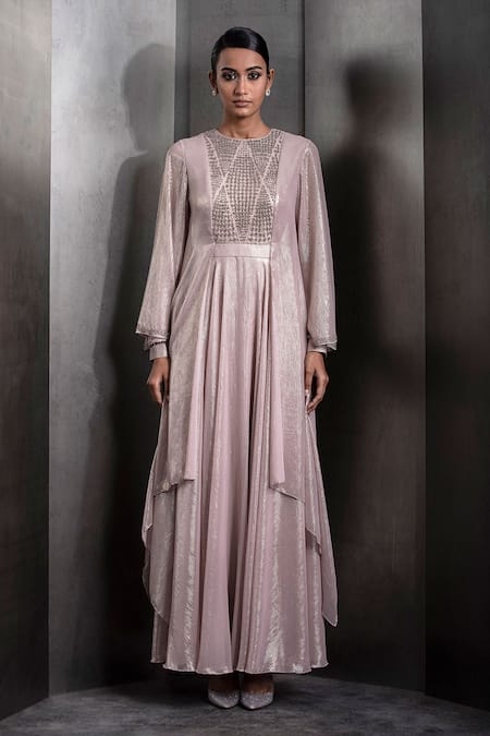 Rohit Gandhi + Rahul Khanna Crystal Embroidered Textured Kaftan 