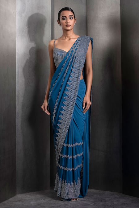 Sky-Blue Bridal Woven Banarasi Silk Saree With Blouse