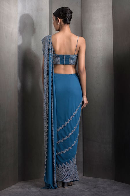 Rohit Gandhi + Rahul Khanna Cutdana Embroidered Pre-Draped Saree With Blouse