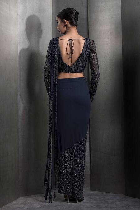 Rohit Gandhi + Rahul Khanna Cutdana Geometric Embroidered Pre-Draped Saree With Blouse