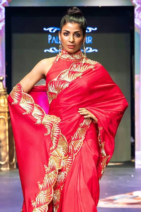 Pallavi Jaipur Surkh-Lal Salma Saree With Halter Blouse 