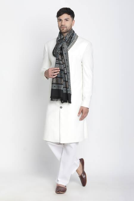 Shingora Black Jay Metallic Geometric Woven Muffler